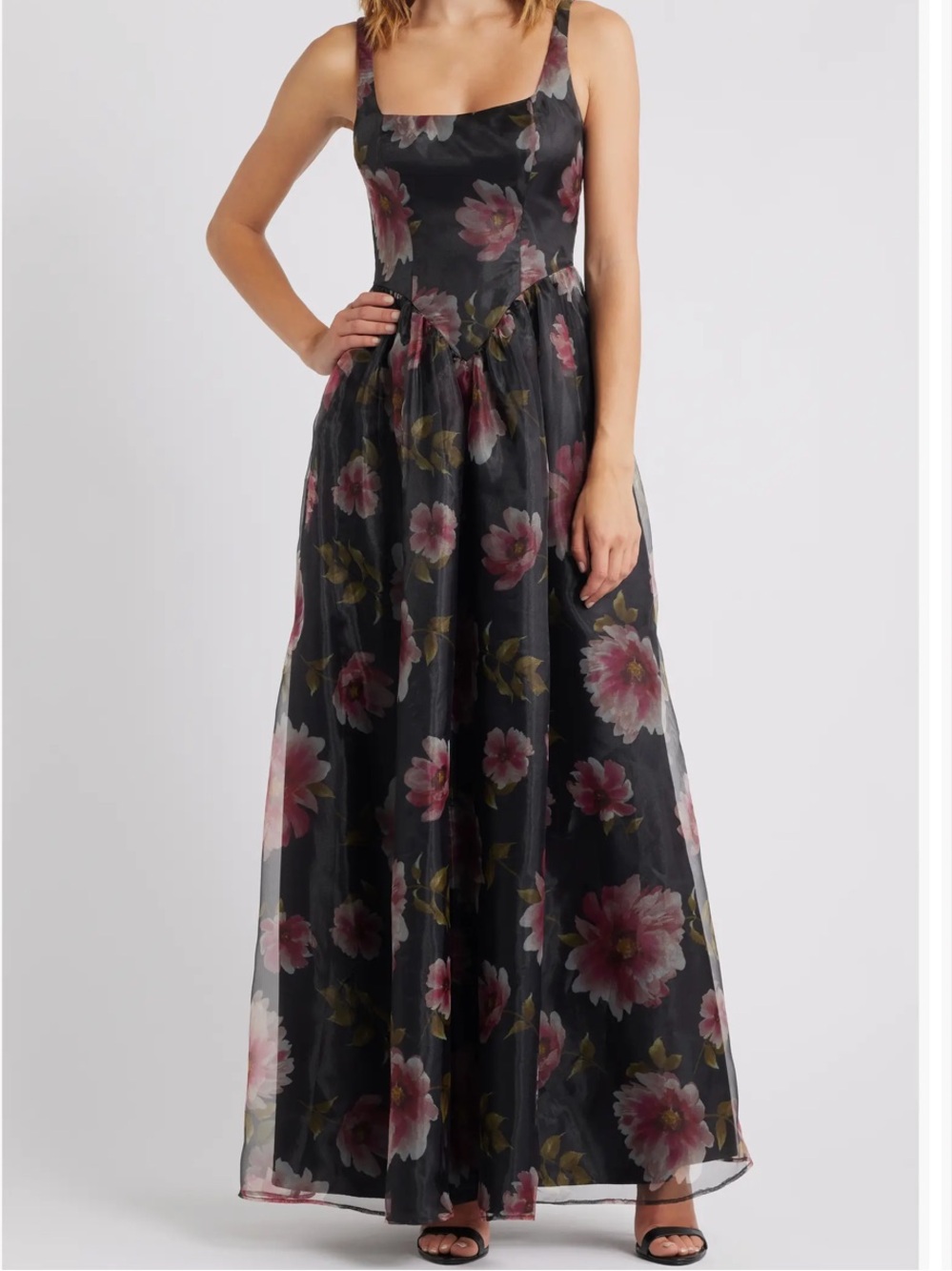 Lulu’s Floral Corset Maxi Dress Sz: M